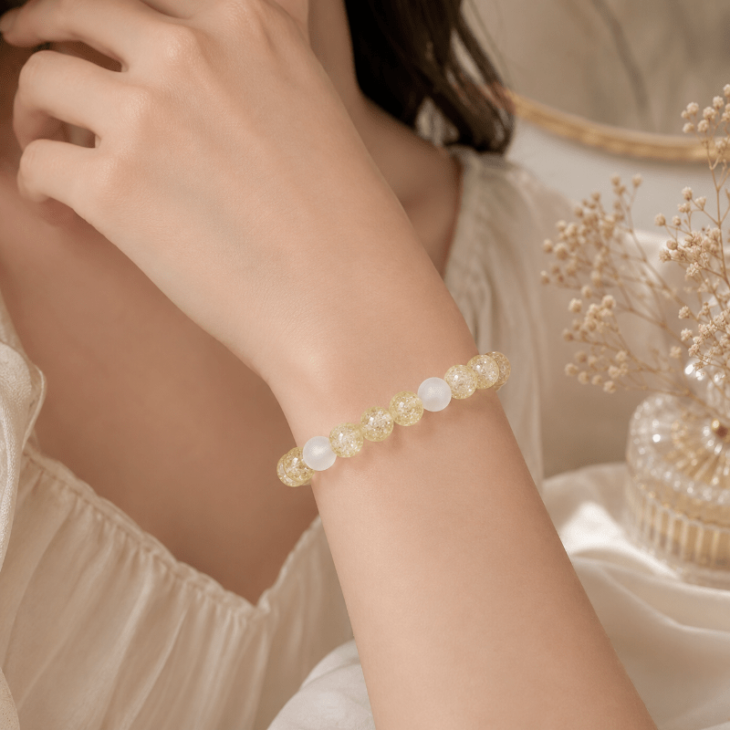 Light Yellow Exploding Flower Crystal Frosted Bracelet
